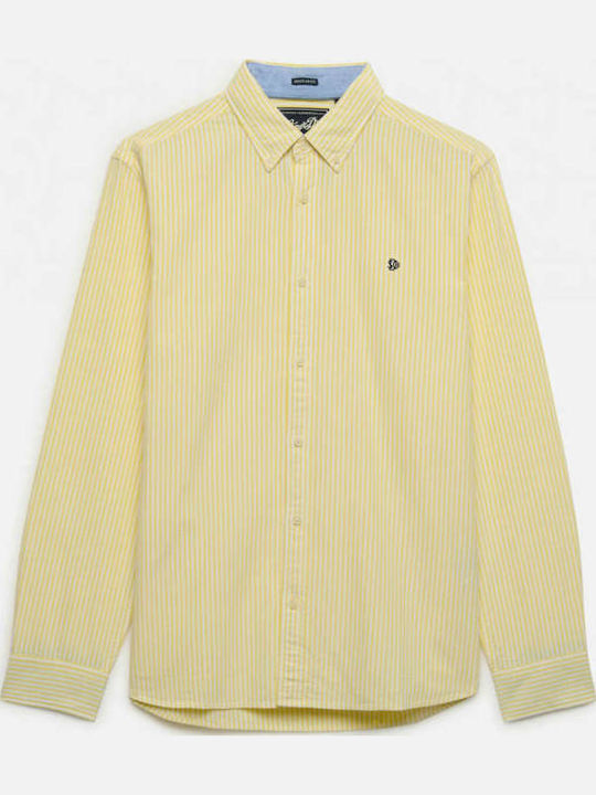Oxford Дънкова Риза с Дълъг Ръкав в Тясна Кройка на Райета Preppy Oxford