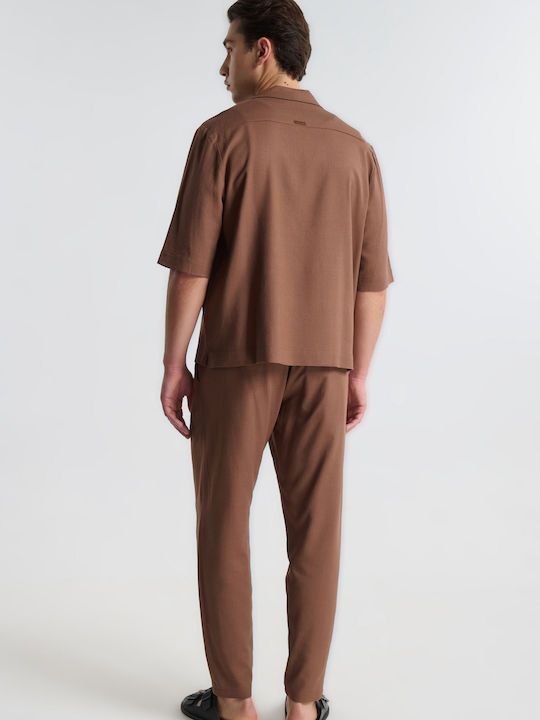 Pantaloni Set în Linie Tapered Maro