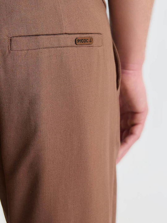 Pantaloni Set în Linie Tapered Maro