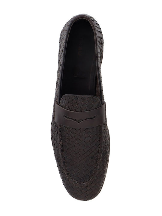 Δερμάτινα Ανδρικά Loafers σε Καφέ Χρώμα