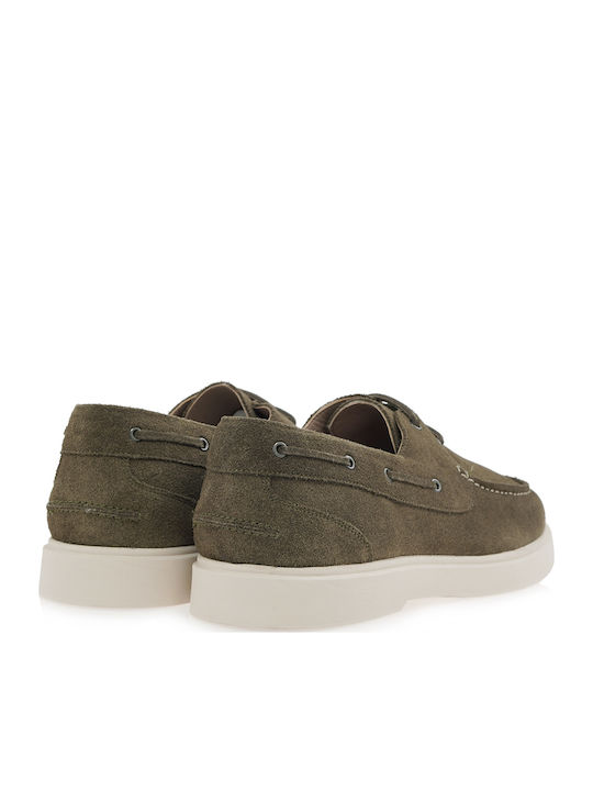 Suede Men's Boat Shoes in Green Colour