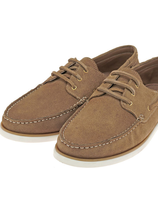 Suede Men's Boat Shoes in Tabac Brown Colour