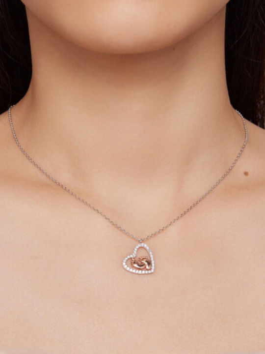 Daskalakis Halskette mit Herz-Design aus Roségoldvergoldetem Silber mit Zirkon