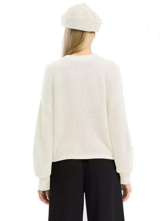 Short Women's Knitted Cardigan Cream