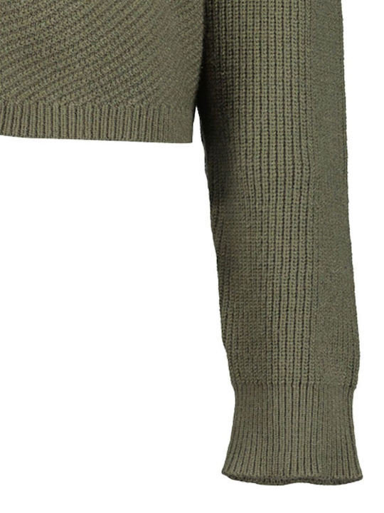 Gestrickte Damen Strickjacke mit Knöpfen Olivgrün