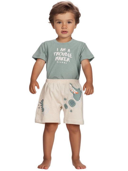 Dreams by Joyce Pijama Copii Vară Bumbac Kaki Crocodile Crocodile
