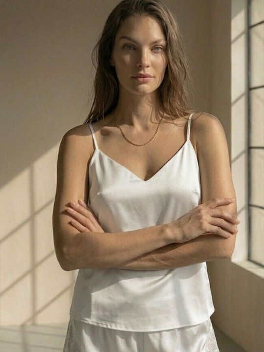 Zizo Sommerliches Damen-Pyjama-Set Weiß