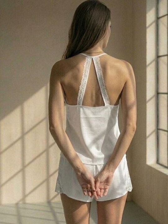 Zizo Καλοκαιρινό Γυναικείο Σετ Πιτζάμας Λευκό