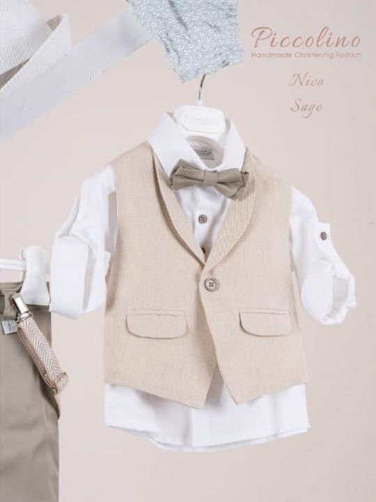 Piccolino Costum De Botez Pentru Băieți Nico Nico Verde Piccolino Costum De Botez Pentru Băieți Nico Nico Verde