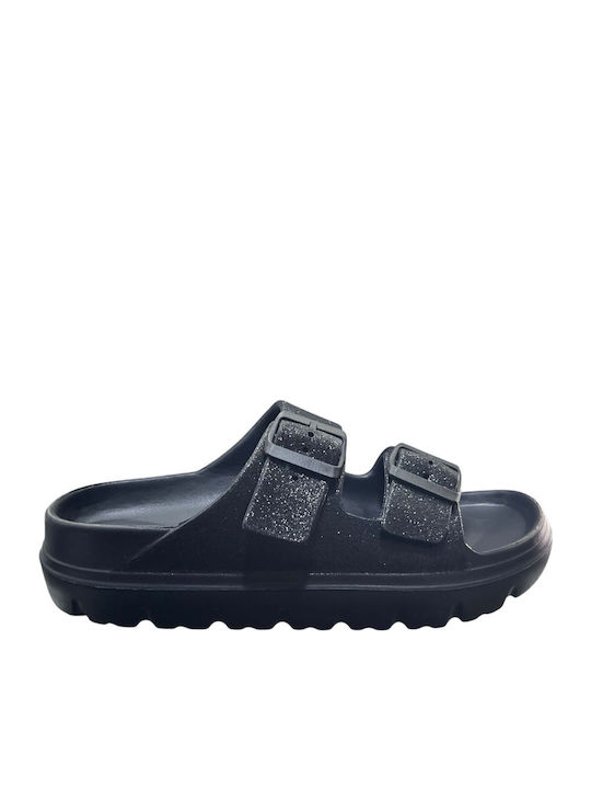 Flache Damen Anatomische Sandalen Flatforms Schwarze