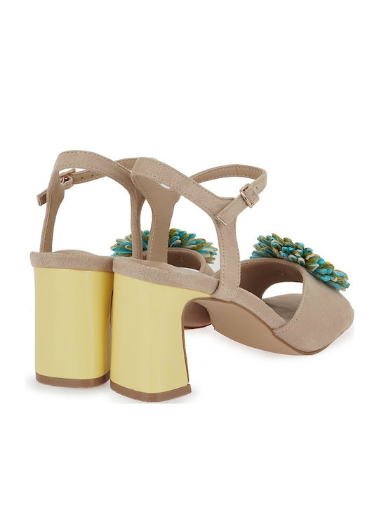 Suede Damen Sandalen Beige