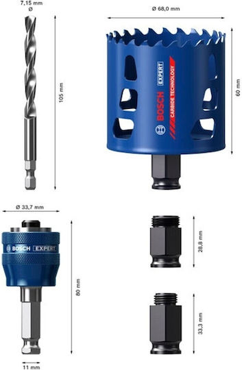 Bosch Hole Saw Dry Cutting with Diameter 68mm for Wood and Metal