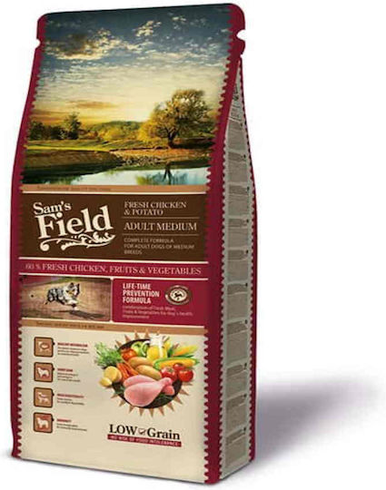 Sam's Field Adult Medium 13kg Ξηρά Τροφή με Λίγα Σιτηρά για Ενήλικους Σκύλους Μεσαίων Φυλών με Κοτόπουλο και Πατάτες