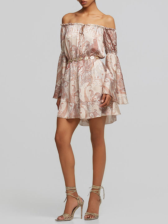 Γυναικείο Off-Shoulder Ολόσωμο Σορτς Μπεζ