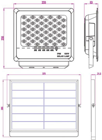 Universe Στεγανός Ηλιακός Προβολέας LED 50W Ψυχρό Λευκό 5000K IP65