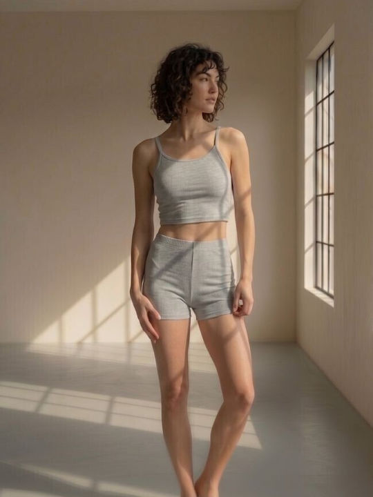 Zizo Sommerliches Damen-Schlafanzug-Set Grau Hell Zizo