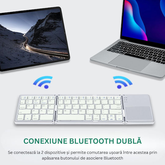DB-0023 Wireless Bluetooth Keyboard with Touchpad English US Silver