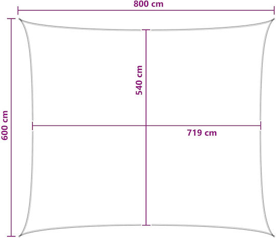vidaXL Ορθογώνιο Δίχτυ / Πανί Σκίασης Κίτρινο 6x8m