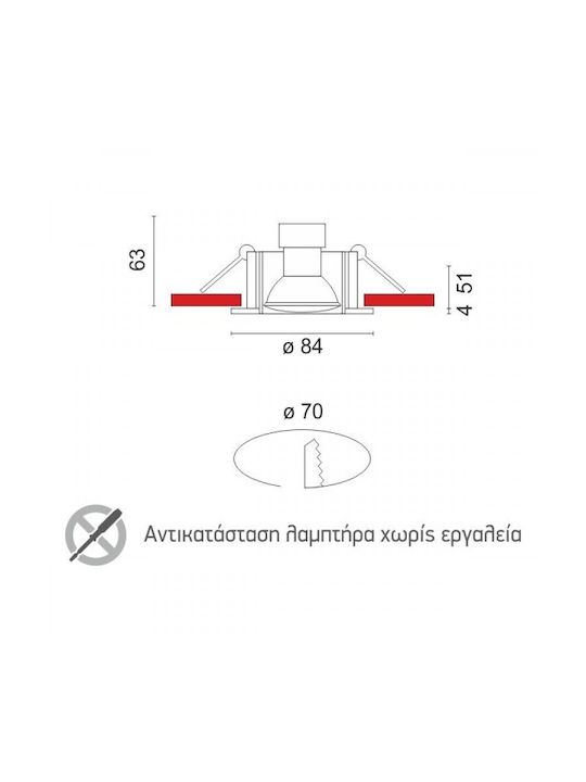 Spot Light Σποτ Οροφής Εξωτερικού Χώρου GU10 σε Ασημί Χρώμα 5664