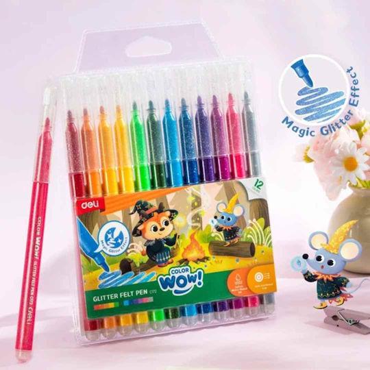 Deli Markeri De Proiectare Glitter Set 12 Bucăți