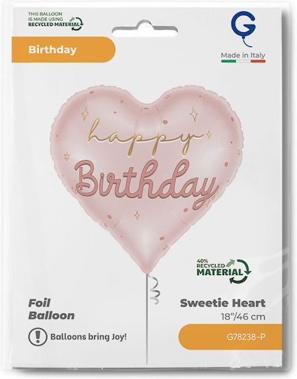 18"" Pink Heart Balloon Happy Birthday