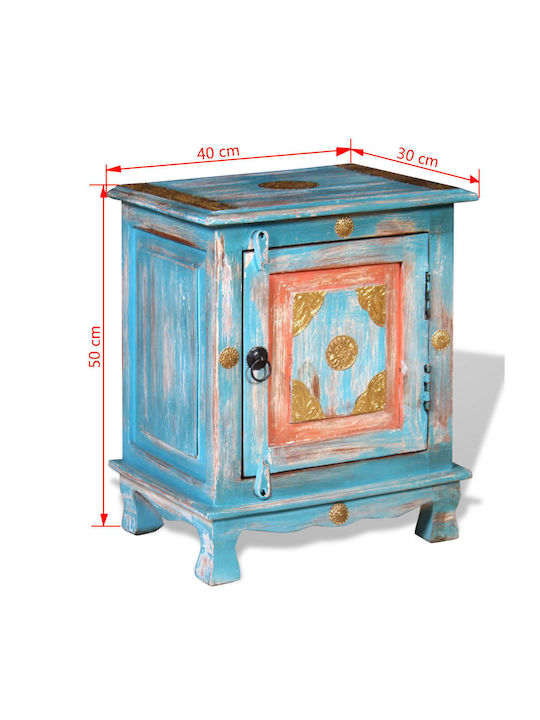Bedside Table Made of Solid Blue Wood 40x30x50cm