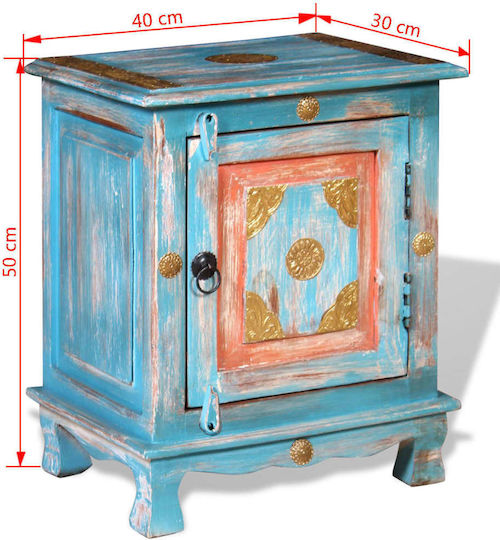 vidaXL Nachttisch aus Massivholz Blau 40x30x50cm