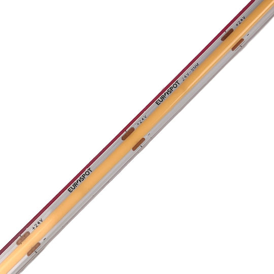 Eurospot Waterproof LED Strip 24V Warm White Light 3m COB Type
