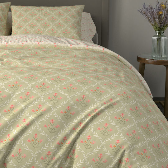 Charalambidis Textiles King Size Bed Sheet with Rubber Hugger 200x260cm Beige