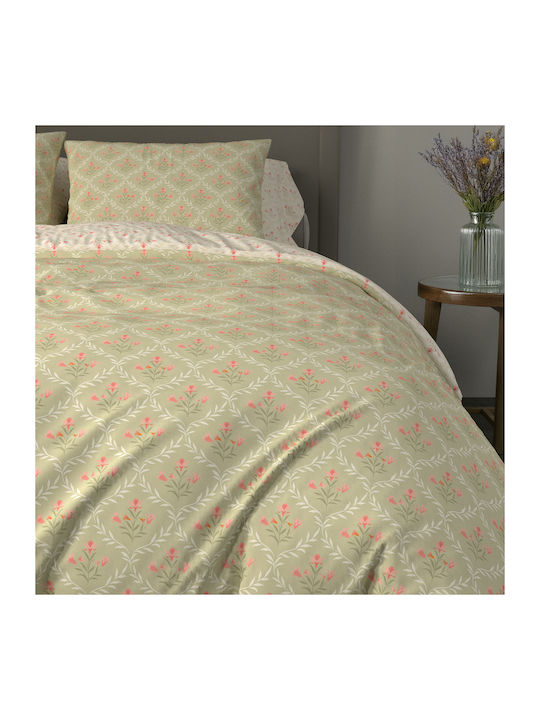 Charalambidis Textiles Σεντόνι Υπέρδιπλο με Λάστιχο 160x260εκ. Μπεζ