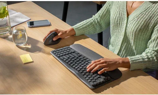 Logitech Wave Keys Безжичен Комплект Клавиатура и Мишка Гръцки Сив