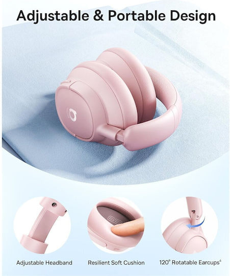 Baseus BH1 Ασύρματα Bluetooth Over Ear Ακουστικά Ροζ