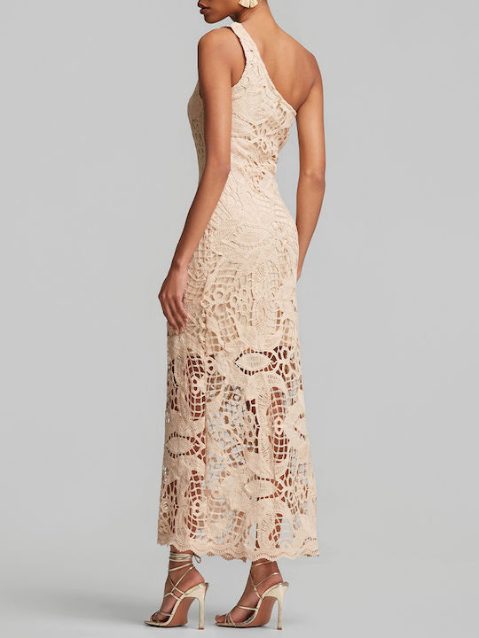 Summer Maxi Dress for Wedding and Christening with Lace Natural