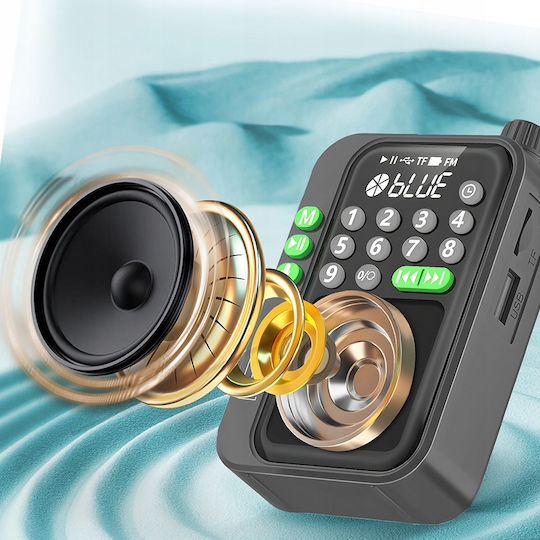 Zenwire Y1 Φορητό Ραδιόφωνο Επαναφορτιζόμενο με Bluetooth και USB Μαύρο