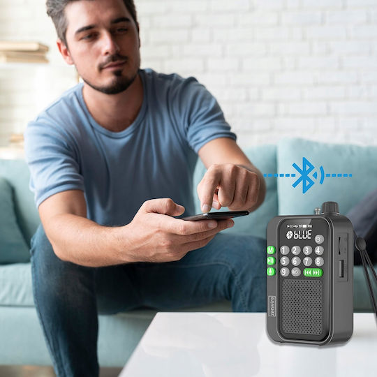 Zenwire Y1 Φορητό Ραδιόφωνο Επαναφορτιζόμενο με Bluetooth και USB Μαύρο