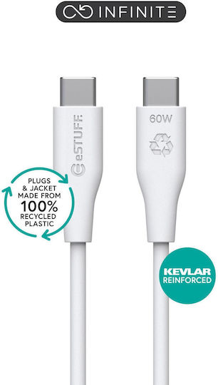 eSTUFF USB 2.0 Cable USB-C male - USB-C 60W PD Λευκό 0.5m ES604070