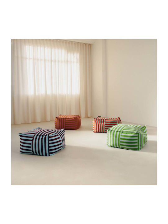 Bean Bag Stool Burgundy Blue Stripes