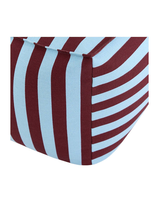 Bean Bag Stool Burgundy Blue Stripes