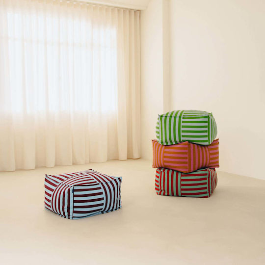 Πουφ Σκαμπό Burgundy Blue Stripes