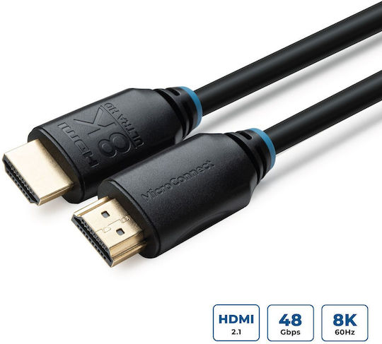 Microconnect HDMI 2.1 Ultra High Speed 48Gbps 4K 120Hz HDR VRR Cable HDMI Male - HDMI Male 0.5m Black