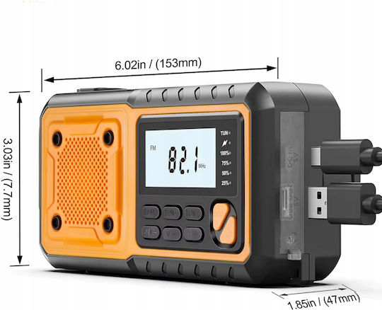 ZD1FMA3QWSM5000 Radio Portabil Solar cu USB Portocaliu