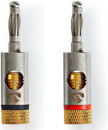 Set 2 Professional Male Banana Connectors Aluminum Metal Profigold Nedis Catb26900gd