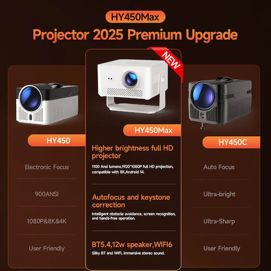 Magcubic HY450MAX Mini Beamer LCD Full HD Lampe LED mit Wi-Fi und Eingebauten Lautsprechern