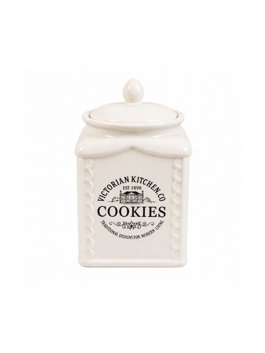 Ceramic White Biscuit Jar Country White Storage Jar with Lid 10x17cm Galifas 7127475 Galifas