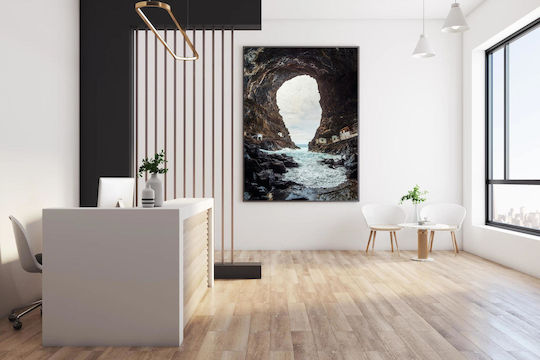 iLovePrints Sea Cave Rocky Shore Gemälde Mit LED-Beleuchtung 70x100