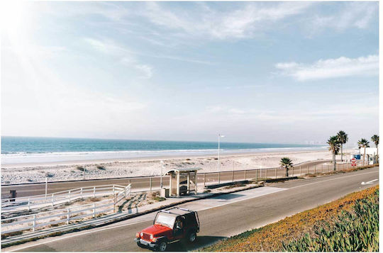 Painting Beachside Road Red Car Seaside Road Red Car 65x40