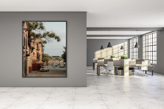 Painting Charming Street Cars Colorful Buildings Charming Street Cars Colorful Buildings 40x65