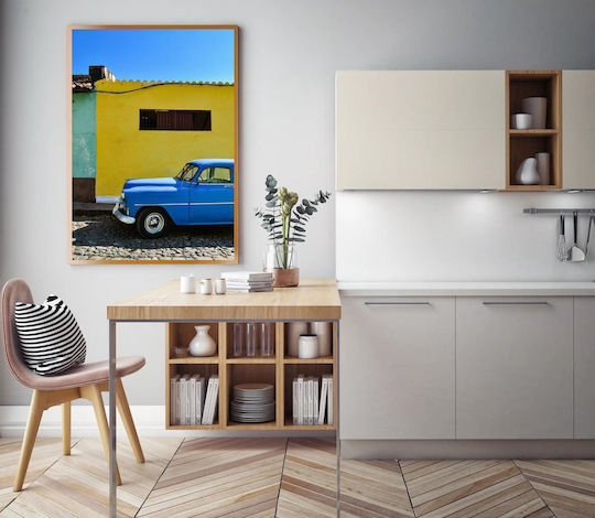 Painting Blue Car Against Yellow Wall Blue Car Against Yellow Wall 40x65