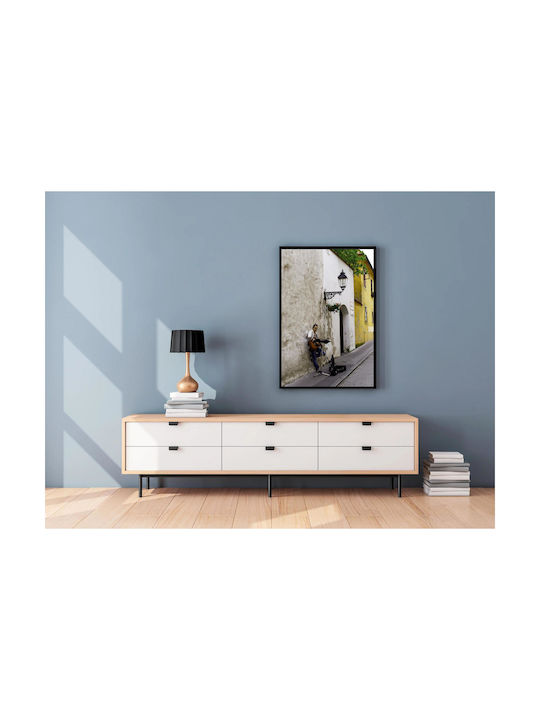 Painting Street Musician In A Quaint Alley Musician Of The Street A Picturesque Alley 70x100
