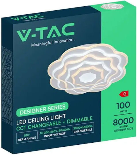 V-TAC Plafonieră de Tavan Neagră cu LED Integrat și Telecomandă